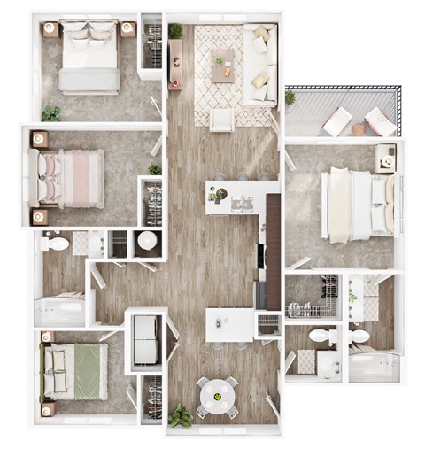 a1 floor plan  1 bedroom with 2 baths
